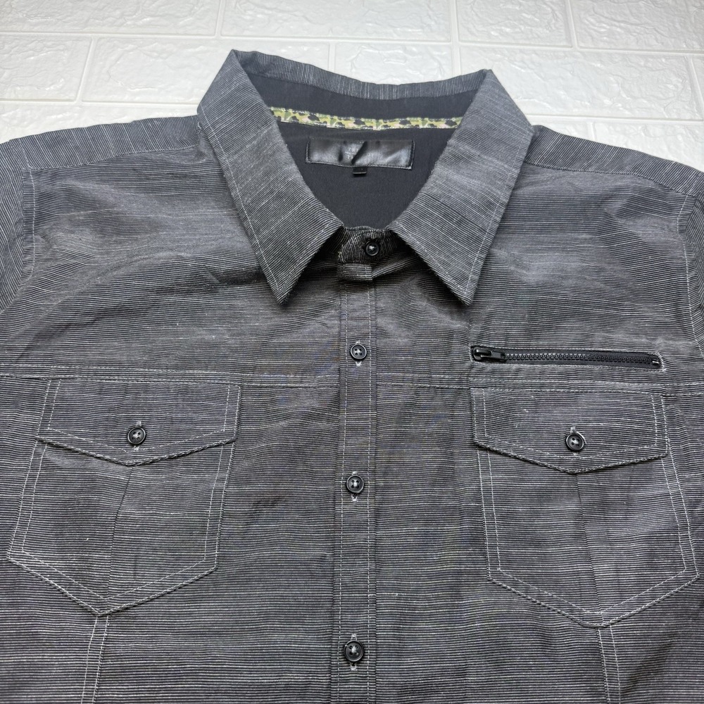 Triumph Tragedy Mens XL Grey Short Sleeve Button Down Shirt Cotton Casual